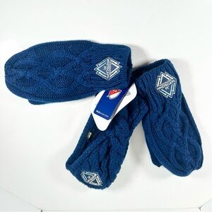 ZooZatz MLS Blue Vancouver Whitecaps FC Soccer Marled Headband and Mittens Set